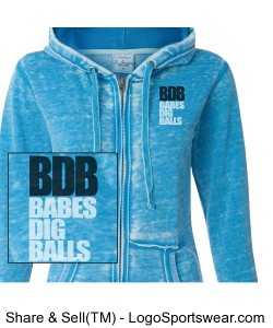 BABES DIG BALLS -- BDB BURN OUT LOGO HOODY -- BLUE Design Zoom